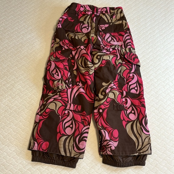 Burton snowpants snowboarding/skiing pink & brown graphic print, waterproof, 5/6 - Picture 10 of 13